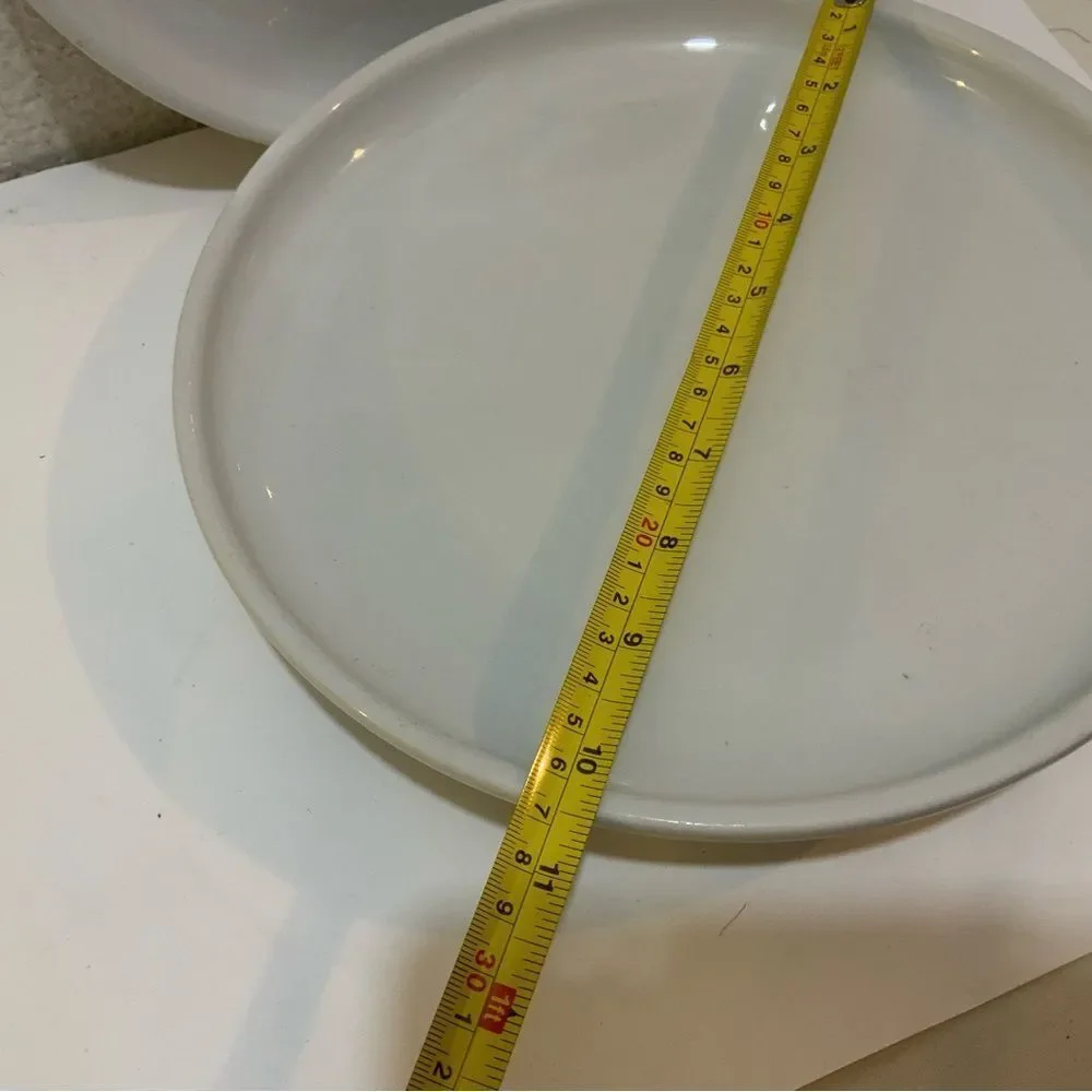 Crate & Barrel Culinary Arts Set of 3 White Porcelain Deep Rim Dinner Plates